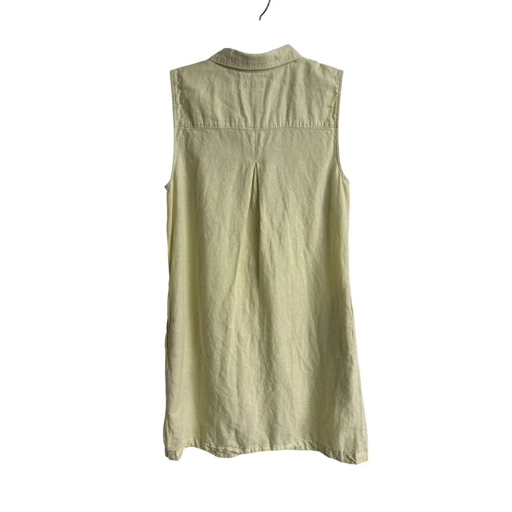 Liz Claiborne Yellow Linen‎ Blend Sleeveless Shirt Dress Medium Shift Coastal